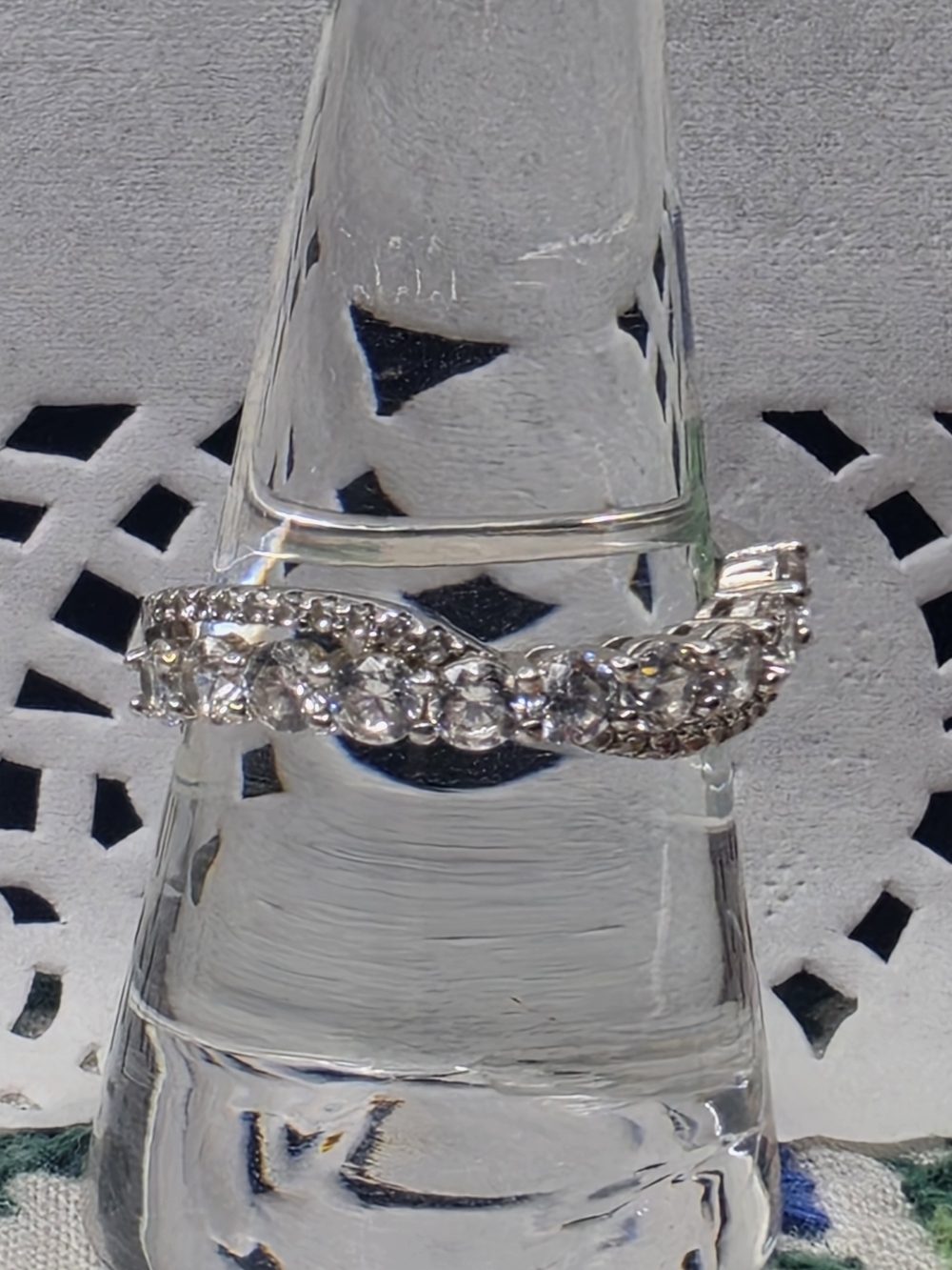 Cz Crystal Pavé Sterling Silver Infinity Twist Wedding Band Ring Sz8